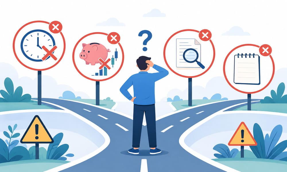 Illustration of common investing mistakes beginners make with long-term and short-term money
