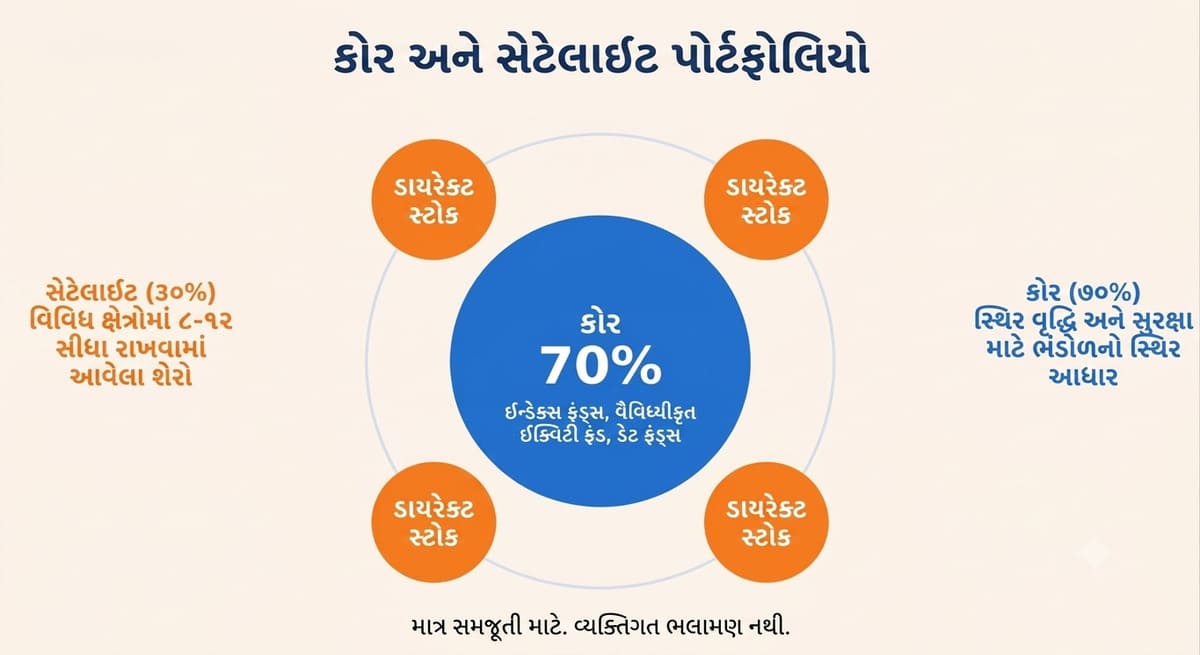 કોર અને સેટેલાઇટ પોર્ટફોલિયો માળખું: 70% કોર, 30% સેટેલાઇટ