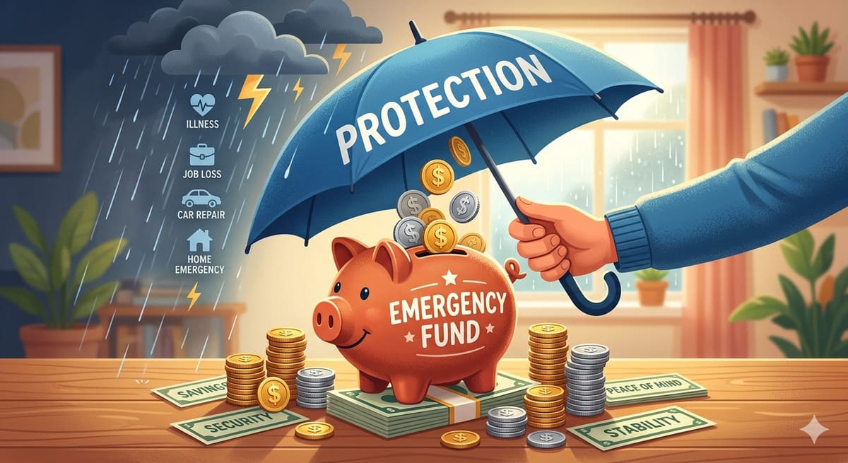emergency fund savings concept showing financial protection for unexpected expenses