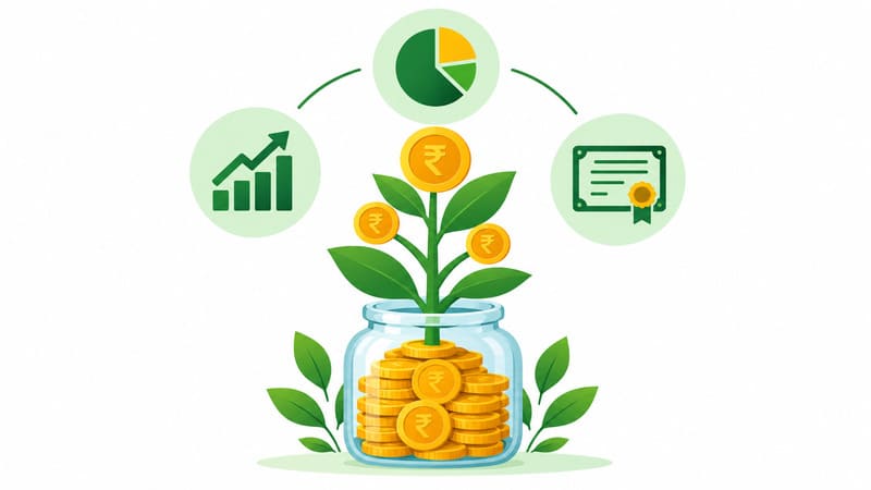 investing for beginners showing growth through stocks mutual funds and bonds