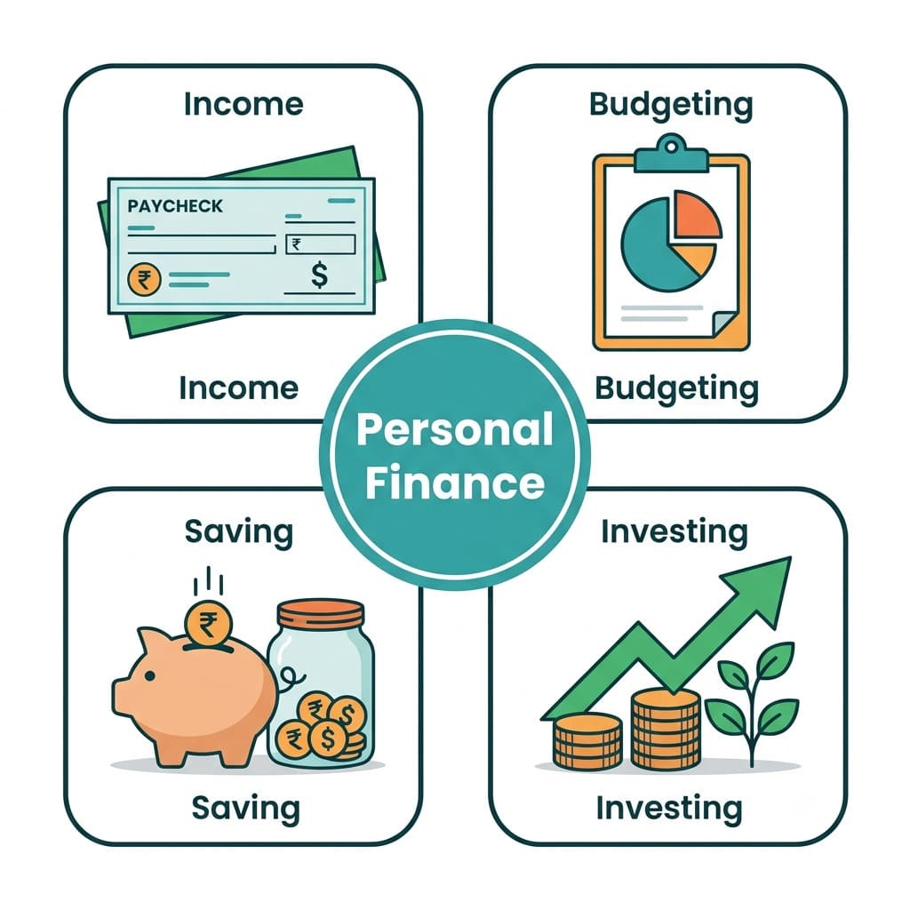 key areas of personal finance including income budgeting saving and investing
