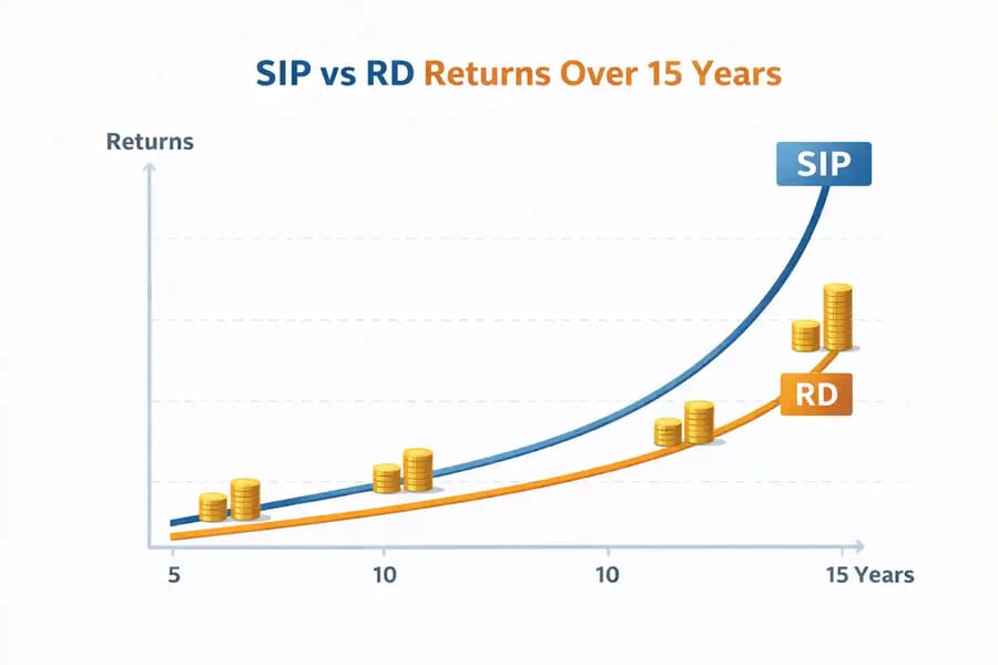 SIP vs RD returns comparison chart over 15 years