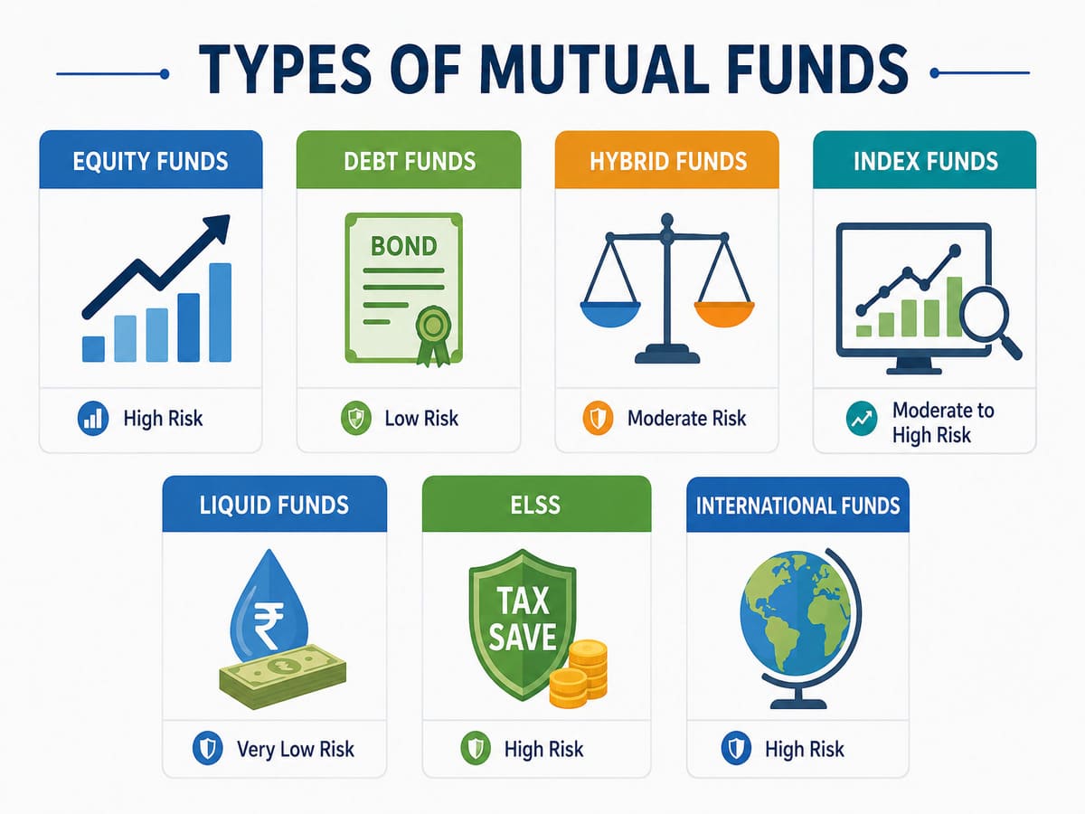 Types of mutual funds - equity, debt and hybrid funds compared	
