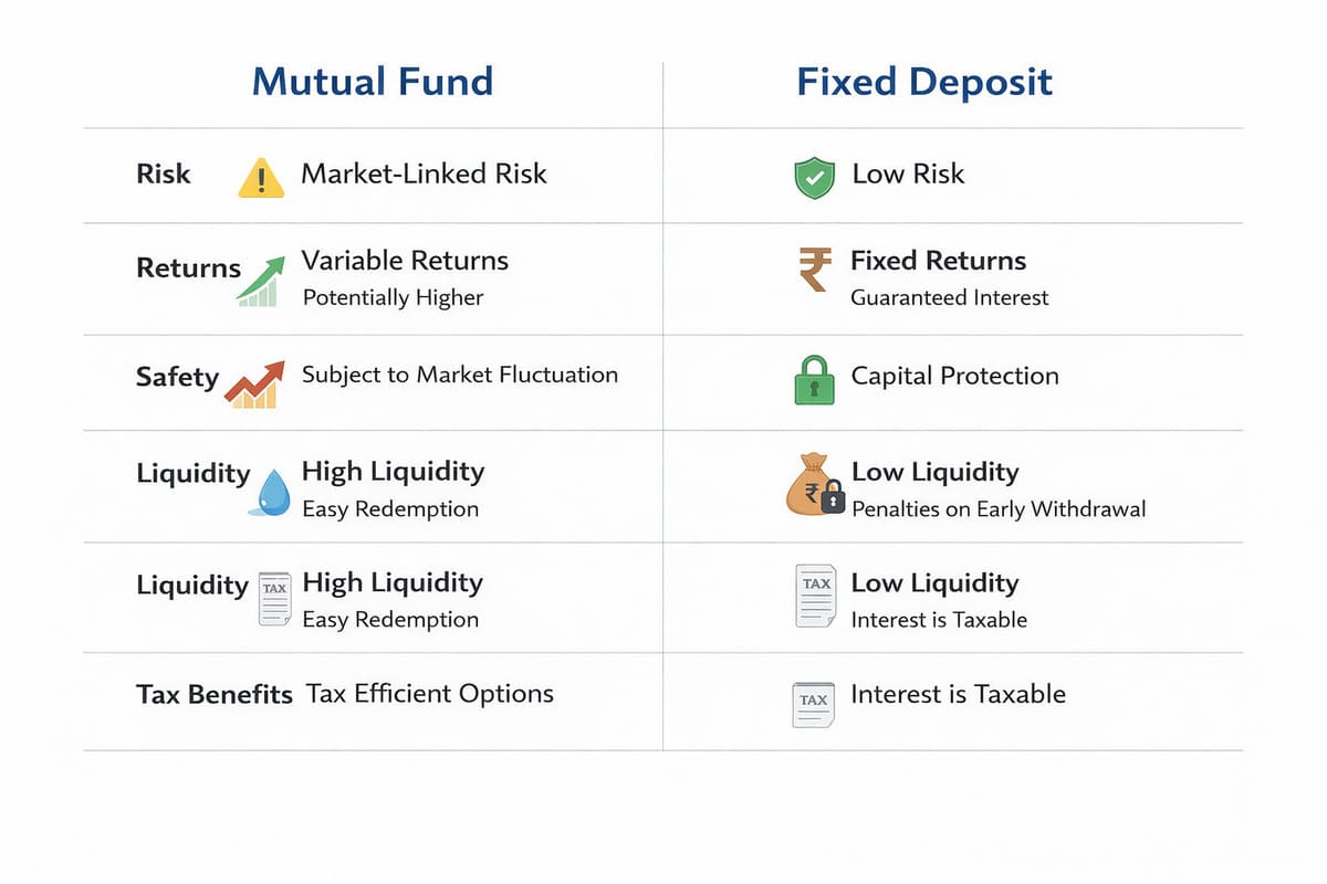 Mutual fund potential returns versus fixed deposit guaranteed returns