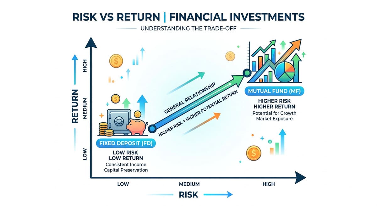 Risk versus return comparison fixed deposit and mutual fund investments