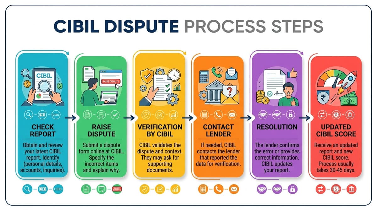 CIBIL dispute process steps India infographic