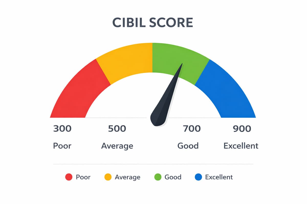 CIBIL score range 300 to 900 categories India