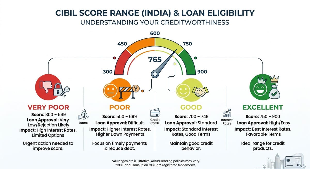 CIBIL score range chart India