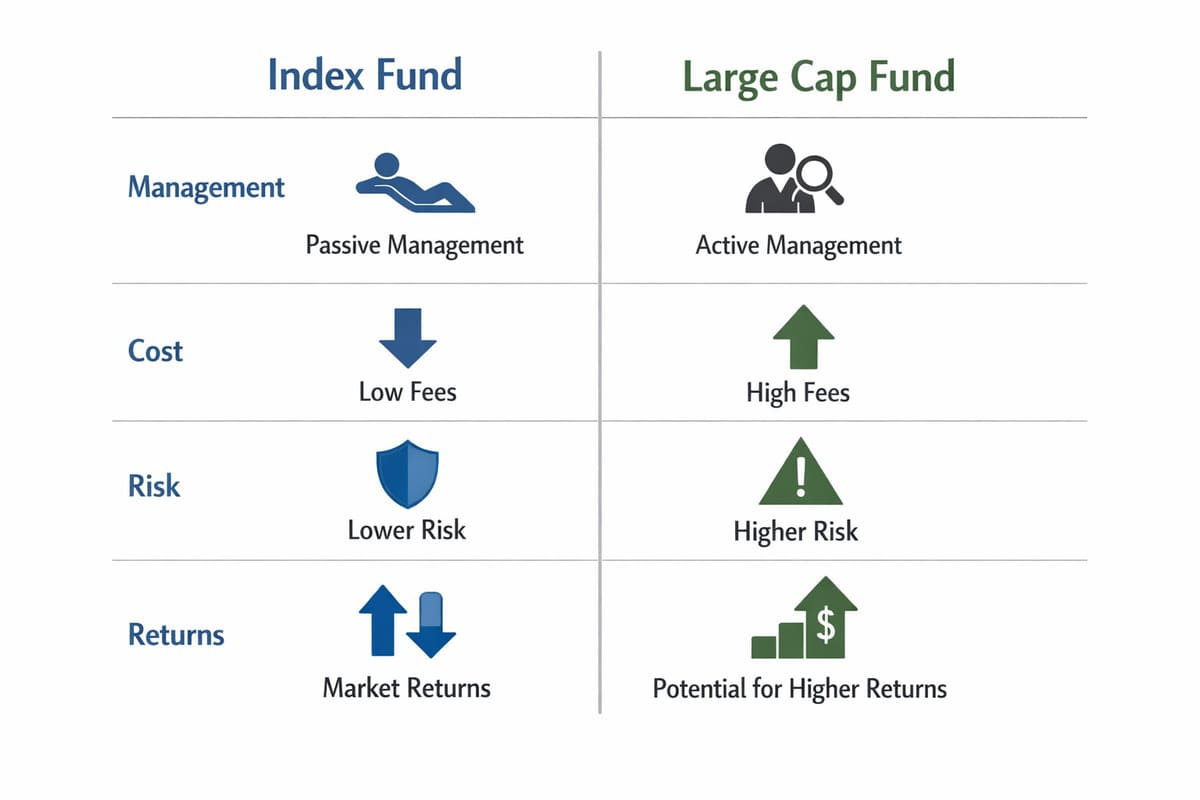 Index fund vs large cap fund - management, cost, risk and returns compared